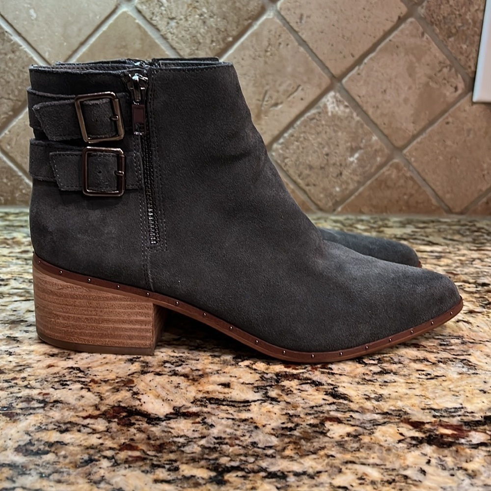 Bleecker & Bond Georgia Leather Suede Grey Ankle Boots Size 10